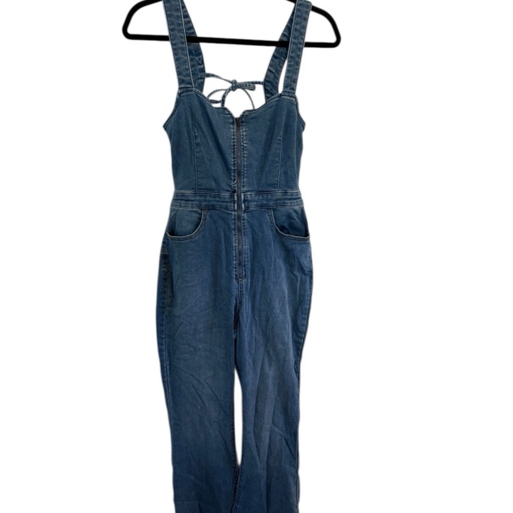 We The Free Curvy 2nd Ave Bootcut Blue Denim Overalls 6